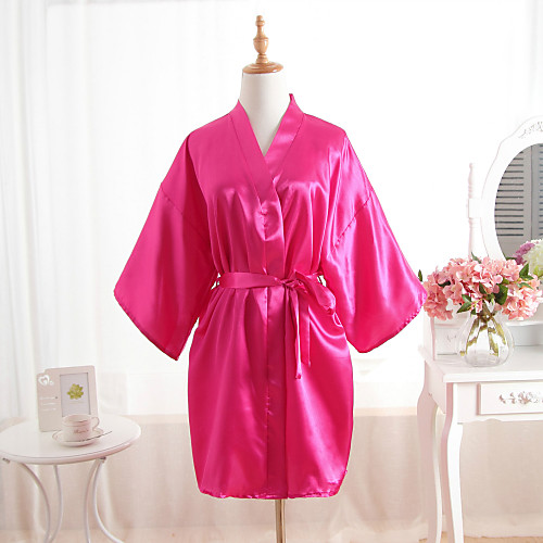 

Women's Classic Robes Nightwear Solid Colored Purple Fuchsia Wine One-Size / V Neck