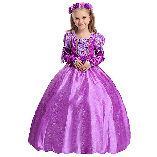 

Rapunzel Dress Masquerade Flower Girl Dress Girls' Movie Cosplay A-Line Slip Cosplay Halloween Purple Dress Halloween Carnival Masquerade Tulle Cotton