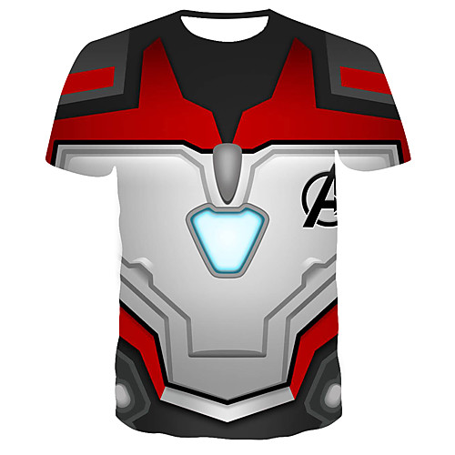 

Men's T shirt Graphic Color Block Print Short Sleeve Daily Tops Streetwear Punk & Gothic Red