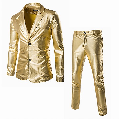 

Disco 1980s Pants Suits & Blazers Lapel Collar Blazer Men's Sequins Costume Golden / Black / Silver Vintage Cosplay Party Halloween Club Long Sleeve / Tuxedo / Tuxedo