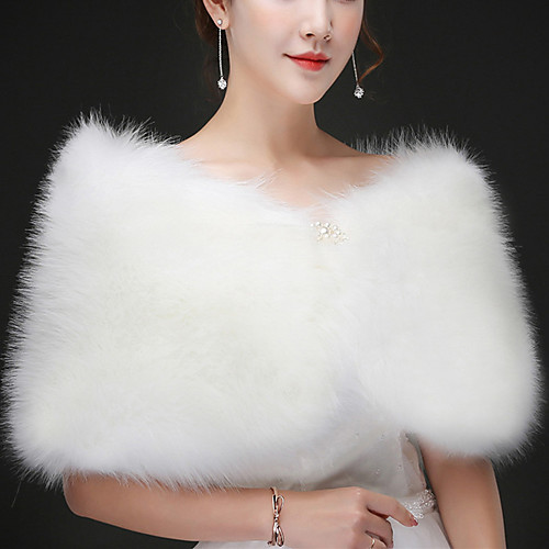 

Sleeveless Capelets Rabbit Fur Wedding / Party / Evening Women's Wrap With Solid / Fur / Crystal Floral Pin