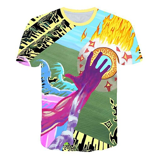 

Men's 3D Print T-shirt Daily Round Neck Rainbow / Short Sleeve