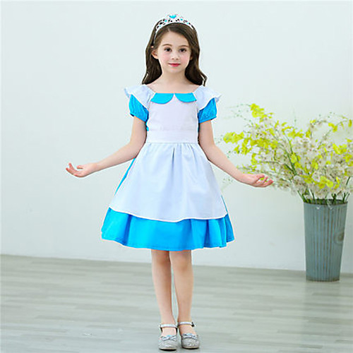 

Alice in Wonderland Maid Cosplay Costume Flower Girl Dress Kid's Girls' A-Line Slip Dresses Christmas Halloween Carnival Festival / Holiday Tulle Cotton Blue Carnival Costumes Princess