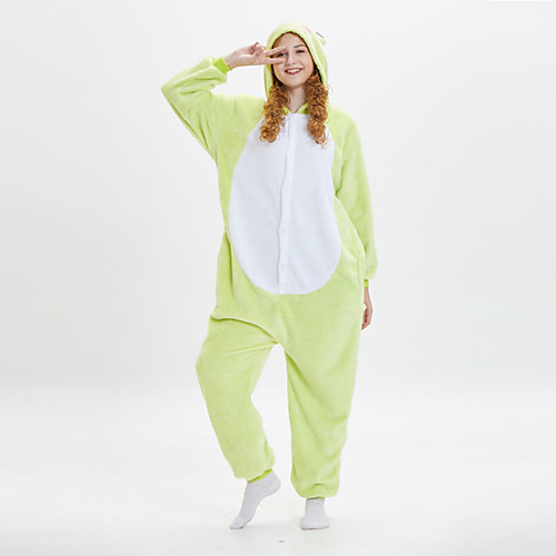 

Adults' Kigurumi Pajamas Frog Onesie Pajamas Flannel Fabric Cyan Cosplay For Men and Women Animal Sleepwear Cartoon Festival / Holiday Costumes