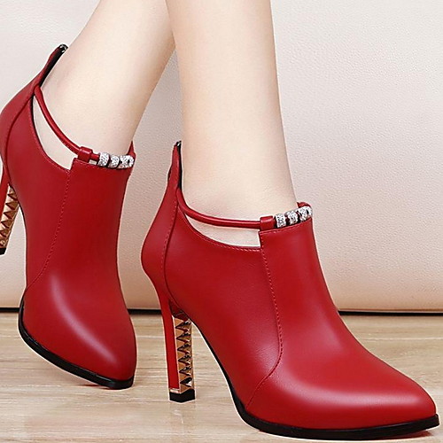 

Women's Boots Stiletto Heel Pointed Toe PU Booties / Ankle Boots Winter Black / Red