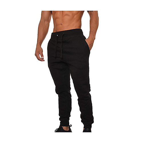 

Men's Jogger Pants Joggers Running Pants Beam Foot Drawstring Cotton Sports Sweatpants Bottoms Running Walking Jogging Gym Workout Lightweight Quick Dry Solid Colored Dark Grey Black Light Grey Dark