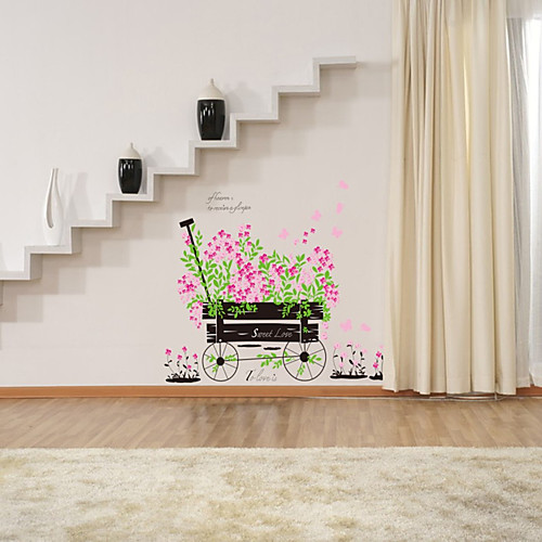 

Romantic pink float car love wedding decoration bedroom living room background decoration removable sticker AY705
