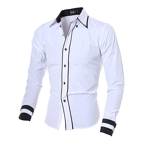 

Men's Solid Colored Slim Shirt Business Casual Daily Classic Collar White / Black / Navy Blue / Long Sleeve