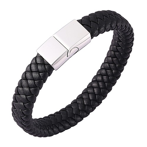 

Men's Bracelet Bangles Leather Bracelet Plaited Wrap woven Cheap Classic Basic Hip-Hop Leather Bracelet Jewelry Black For Party Daily Casual Sports