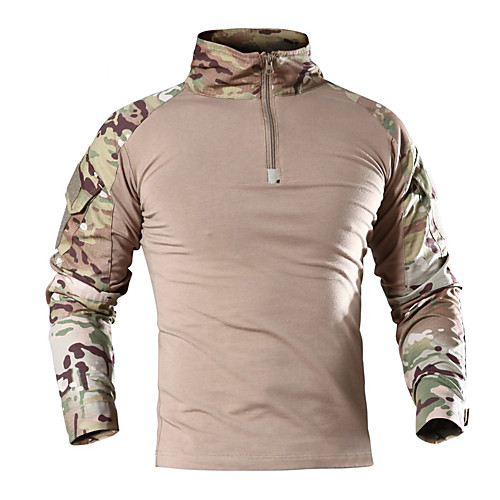 

Men's Hunting Shirt Outdoor Windproof Warm Heat Retaining Wear Resistance Spring Summer Fall Camo / Camouflage Top Cotton Long Sleeve Camping / Hiking Hunting Climbing Black Brown Green / Winter