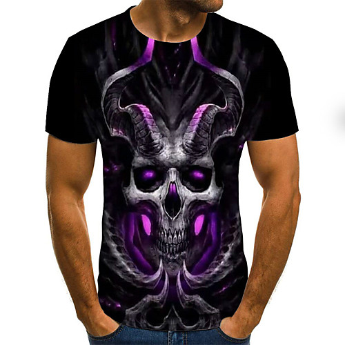 

Men's 3D Slim T-shirt Basic Daily Round Neck Purple / Short Sleeve