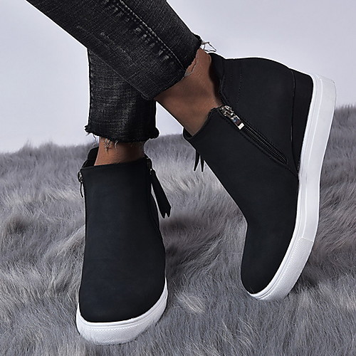 

Women's Boots Flat Heel Round Toe PU Booties / Ankle Boots Winter Black / Brown / Gray