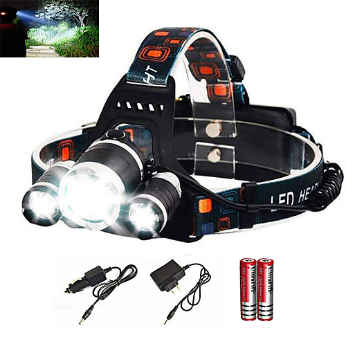 

Headlamps Headlight Waterproof Rechargeable 6000 lm LED Emitters 1 Mode with Batteries and Charger Waterproof Zoomable Rechargeable Super Light Camping / Hiking / Caving Everyday Use Diving / Boating