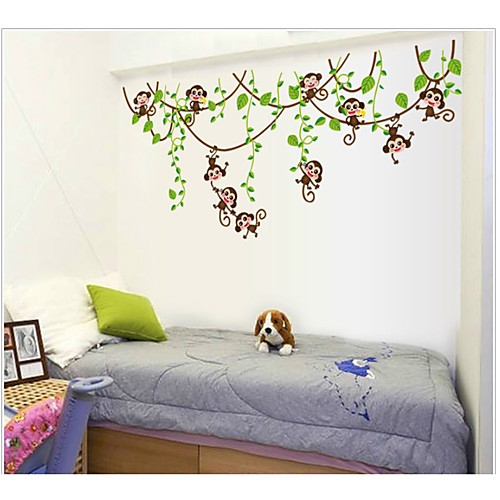 

Naughty little monkey climbing tree vine children's room kindergarten cartoon decoration living room TV sofa background AY7247 5070CM
