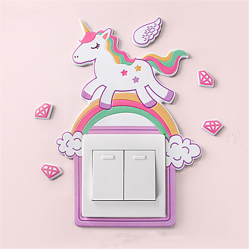 

1pcs Animal Unicorn Flamingo Cover Cartoon Room Decor 3D Wall Silicone On-off Switch Luminous Light Switch Outlet Wall Sticker