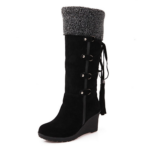 womens black boots wedge heel