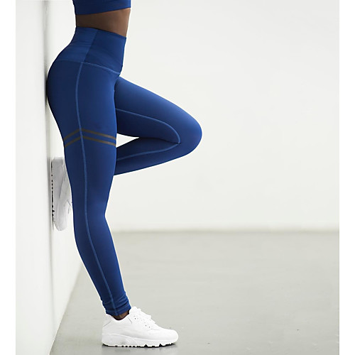 

Women's High Waist Yoga Pants Stripes Black Red Blue Running Exercise & Fitness Gym Workout Tights Leggings Sport Activewear Quick Dry Push Up Butt Lift Tummy Control High Elasticity Skinny