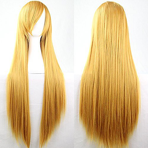 

anime long straight hair women cosplay costume wigs 100cm (yellow)