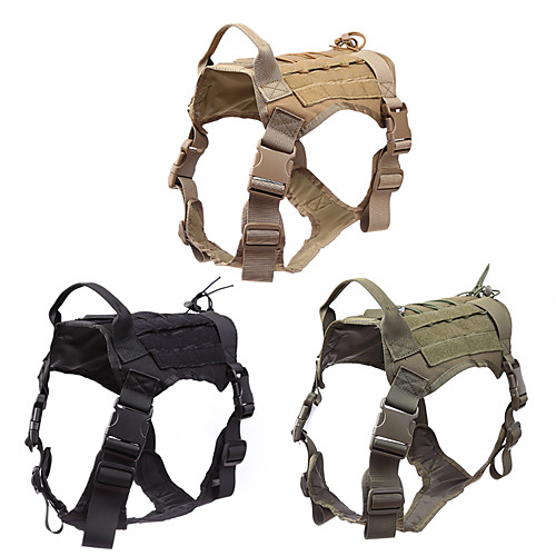 

Dog Harness Tactical Harness Breathable Adjustable / Retractable Hiking Walking Classic Police / Military Nylon Black Khaki