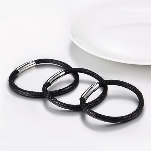 

Men's Women's Leather Bracelet Bracelet Braided Weave Simple Trendy Fashion Stainless Steel Bracelet Jewelry Black / Brown For Gift Daily Graduation Promise Festival