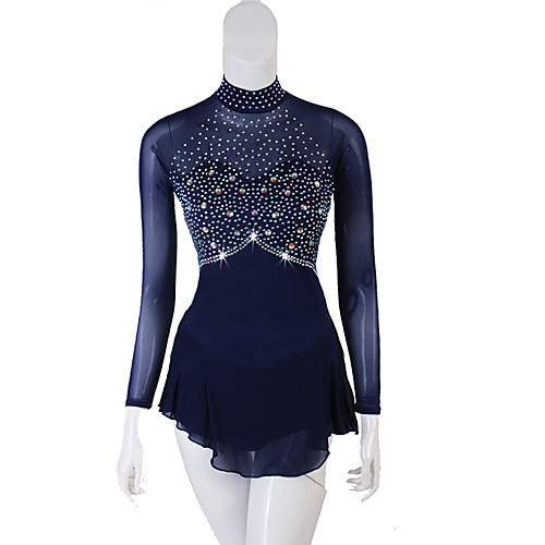 

Figure Skating Dress Women's Girls' Ice Skating Dress White / White Sky Blue Dark Purple Patchwork Stretch Yarn High Elasticity Competition Skating Wear Crystal / Rhinestone Figure Skating