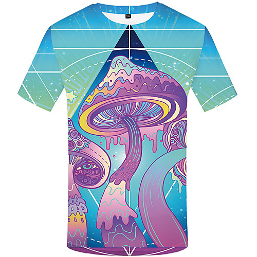 

Men's 3D Slim T-shirt Daily Round Neck Rainbow / Short Sleeve