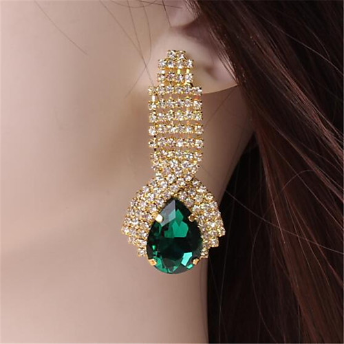 

Women's Sapphire Crystal Drop Earrings Pear Cut Solitaire Drop Ladies Luxury Cubic Zirconia Imitation Diamond Earrings Jewelry Red / Green / Blue For Wedding Masquerade Engagement Party Prom