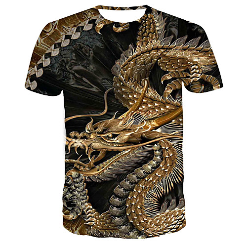 

Men's 3D T-shirt Daily Round Neck Black / Short Sleeve