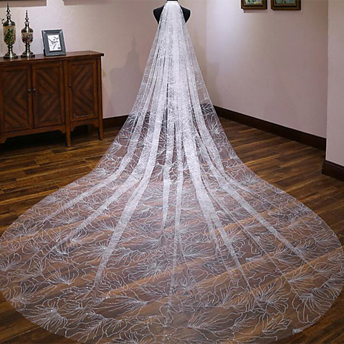 

One-tier Classic Style / Lace Wedding Veil Cathedral Veils with Solid / Pattern POLY / Lace