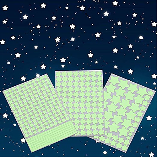 

Glow in The Dark Stars Wall Stickers Glowing Stars for Ceiling and Wall Decals 3D Glowing StarsExcluding The MoonPerfect for Kids Bedding Room or Party Birthday Gift(452Pcs Green