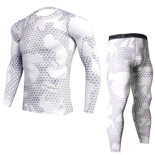 

JACK CORDEE Men's Long Sleeve Cycling Base Layer Compression Suit Winter Fleece Polyester White Bike Clothing Suit Thermal / Warm Quick Dry Sweat-wicking Sports Grid / Plaid Mountain Bike MTB