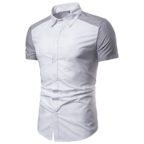 

Men's Shirt Solid Colored Short Sleeve Daily Tops Basic Elegant White Gray