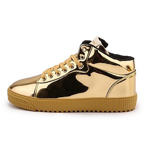 

Men's Comfort Shoes Patent Leather Fall Sneakers Black / Gold / Silver