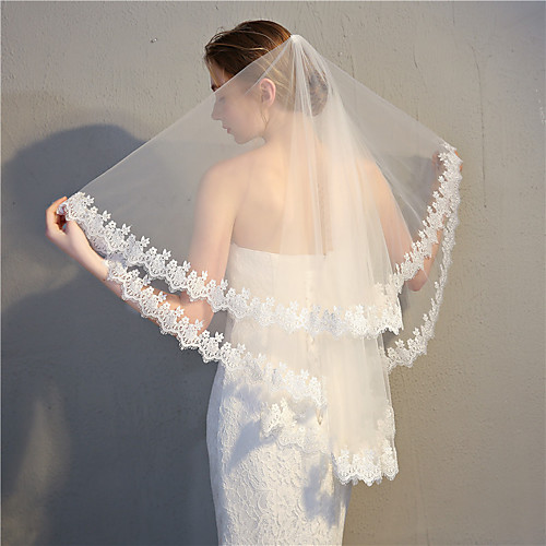 

Two-tier Antique / Sweet Style Wedding Veil Fingertip Veils with Solid 35.43 in (90cm) 100% Polyester / Classic