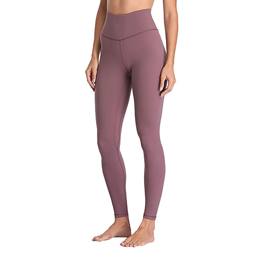 

Women's High Waist Yoga Pants Pocket Cropped Leggings Breathable Anatomic Design Solid Color Purple Nylon Mesh Spandex Zumba Fitness Dance Sports Activewear High Elasticity Skinny