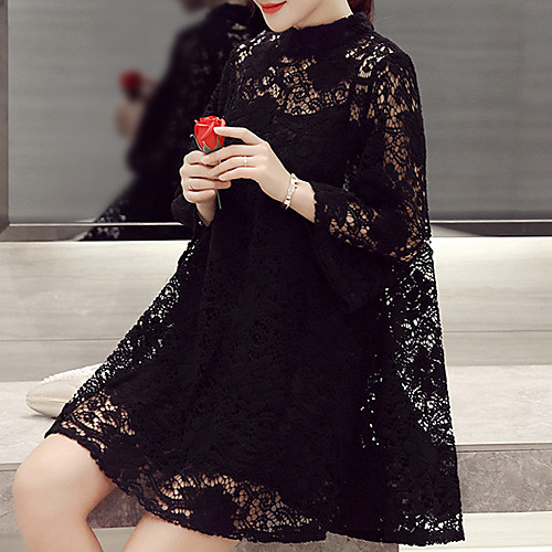 

Women's Blouse Solid Colored Lace Going out Tops White Black
