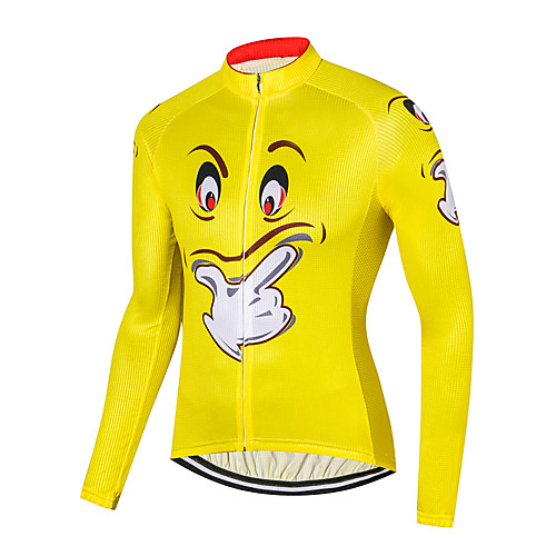 

21Grams Novelty Funny Men's Long Sleeve Cycling Jersey - Yellow Bike Jersey Top Breathable Quick Dry Moisture Wicking Sports Winter Fleece Elastane Terylene Mountain Bike MTB Road Bike Cycling