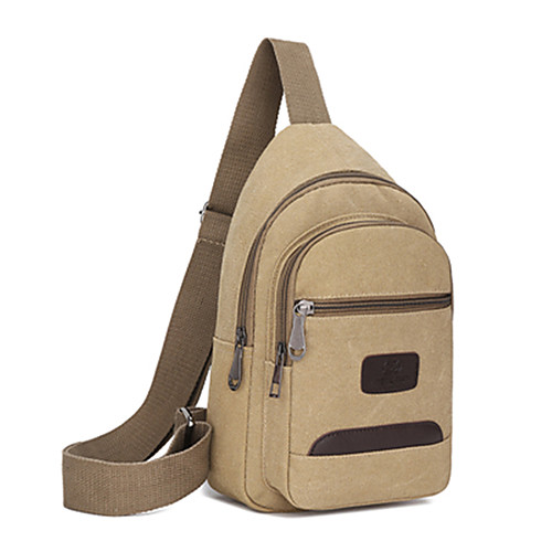 

Unisex Canvas Sling Shoulder Bag Color Block Black / Army Green / Blue
