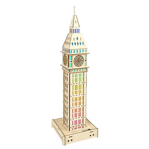 

3D Puzzle Wooden Puzzle Clock Tower Simulation Hand-made Wooden 63 pcs Kid's Adults' All Toy Gift / 14 Years & Up