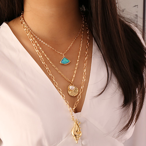 

Women's Pendant Necklace Necklace Layered Lucky Simple Classic Trendy Fashion Imitation Pearl Resin Chrome Light Green Blue Pink 60 cm Necklace Jewelry 1pc For Gift Daily Holiday School Festival