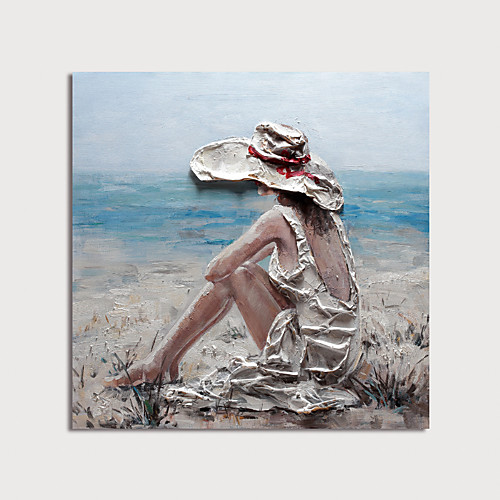 

Oil Painting Hand Painted Square Abstract People Modern Stretched Canvas