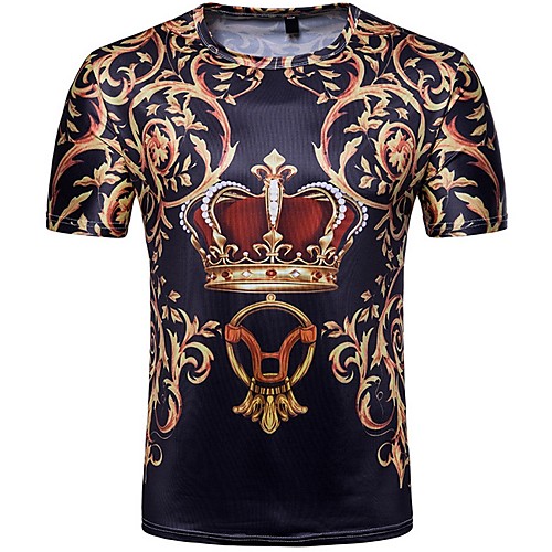

Men's Geometric T-shirt Daily Round Neck Black / Short Sleeve