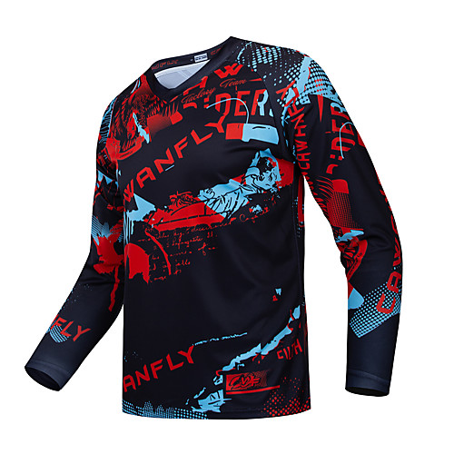 

CAWANFLY Men's Long Sleeve Cycling Jersey Downhill Jersey Dirt Bike Jersey Winter Fleece Polyester Black Bike Jersey Top Mountain Bike MTB Thermal / Warm Breathable Quick Dry Sports Clothing Apparel