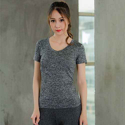 

YUERLIAN Women's Running Shirt Summer Violet Black Fuchsia Blue Rough Black Fitness Gym Workout Running Tee Tshirt Short Sleeve Sport Activewear Breathable Quick Dry Soft Comfortable Power Flex High