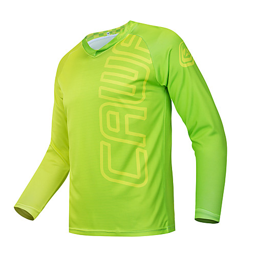 

CAWANFLY Men's Long Sleeve Cycling Jersey Downhill Jersey Dirt Bike Jersey Winter Polyester Green / Yellow Bike Jersey Top Mountain Bike MTB Thermal / Warm Breathable Quick Dry Sports Clothing Apparel