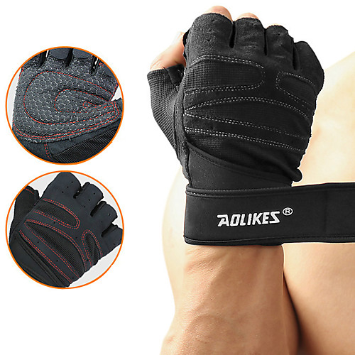 

AOLIKES Workout Gloves Weight Lifting Gloves 2 pcs Sports Breathable Mesh Exercise & Fitness Training Powerlifting Built-In Wrist Wraps Adjustable Thumb Rest Adjustable Anti Slip Durable Wrist Support