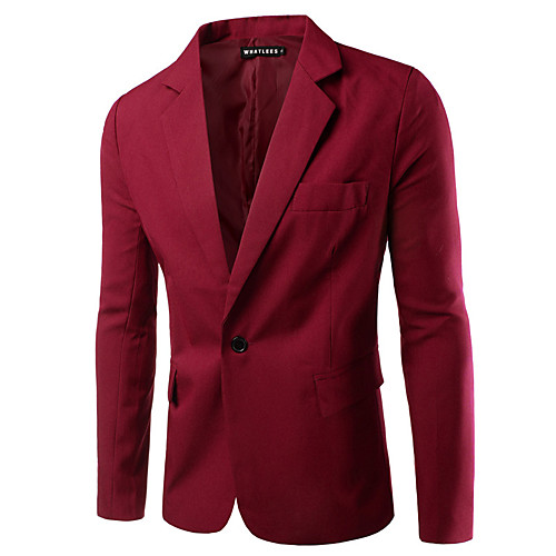 

Men's Blazer, Solid Colored Shirt Collar Polyester Black / Light Blue / White