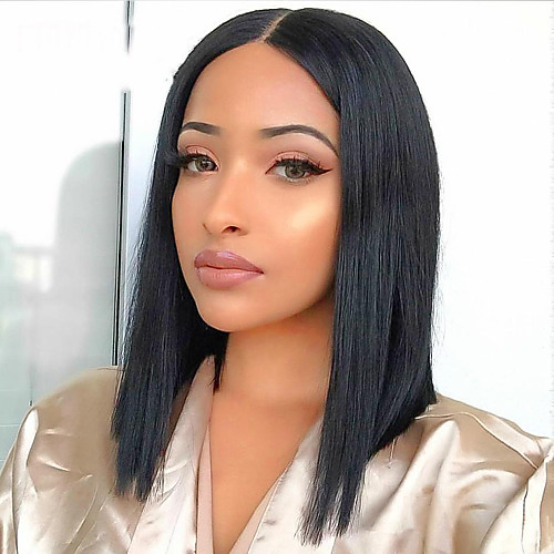 

Human Hair 13x6 Closure Wig Deep Parting style Brazilian Hair Natural Straight Natural Wig 150% Density Smooth Women Best Quality Hot Sale Comfortable Women's Short Human Hair Lace Wig Dolago