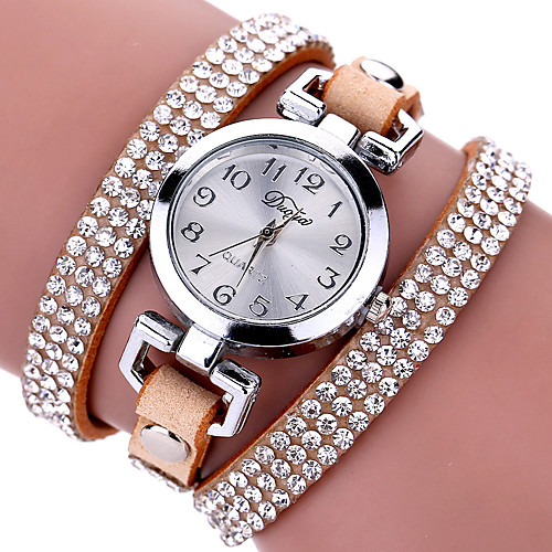 

Women's Bracelet Watch Cubic Zirconia Classic Casual Brown Khaki PU Leather Chinese Quartz Light Brown Lace Brown Casual Watch Imitation Diamond 1 pc Analog One Year Battery Life