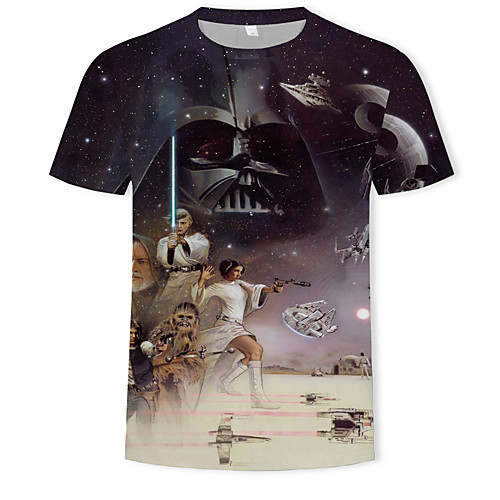 

Men's T shirt Graphic Geometric Print Short Sleeve Daily Tops Streetwear Punk & Gothic Black